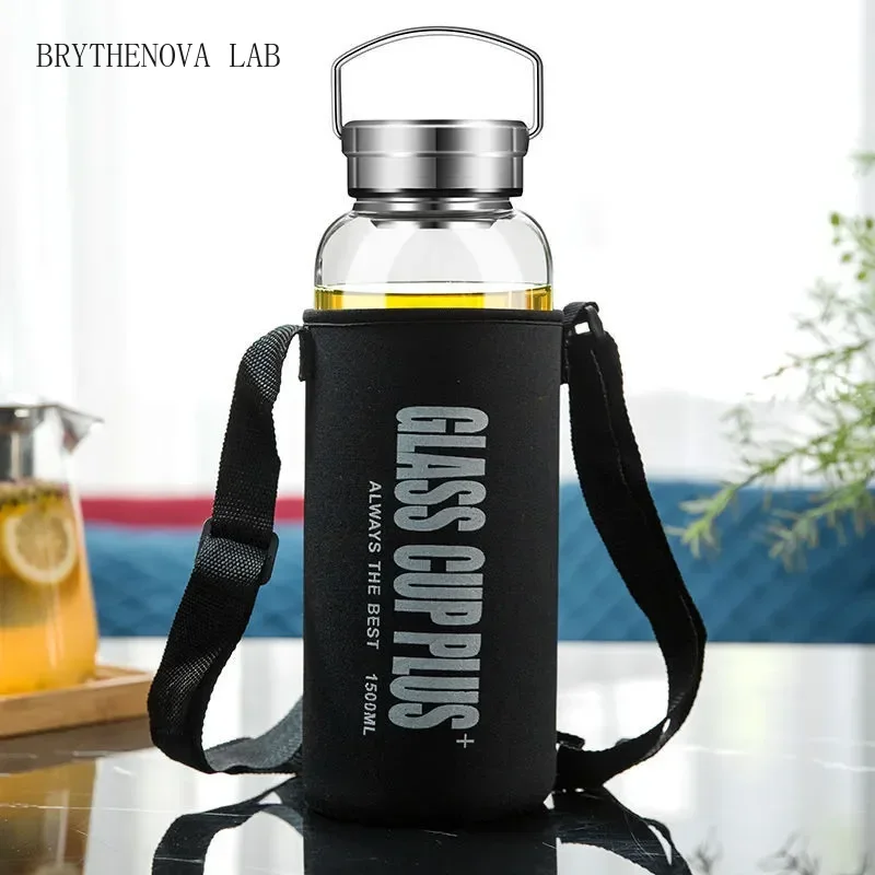 Outdoor Sport Glass Water Bottle - 2L 유리 물병(스트랩 포함), 스포츠 물병,