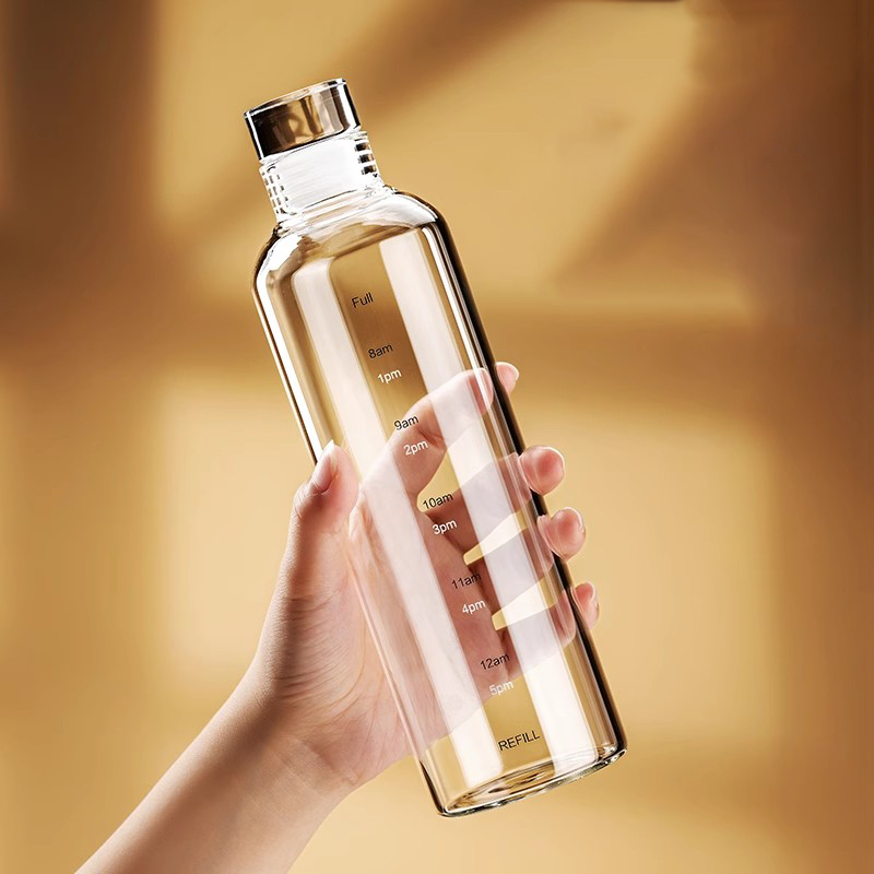 FOME 유리 스포츠 물병 (시간 눈금 포함) 와인 저 - Outdoor Sport Glass Water Bottle 리뷰 및 가격